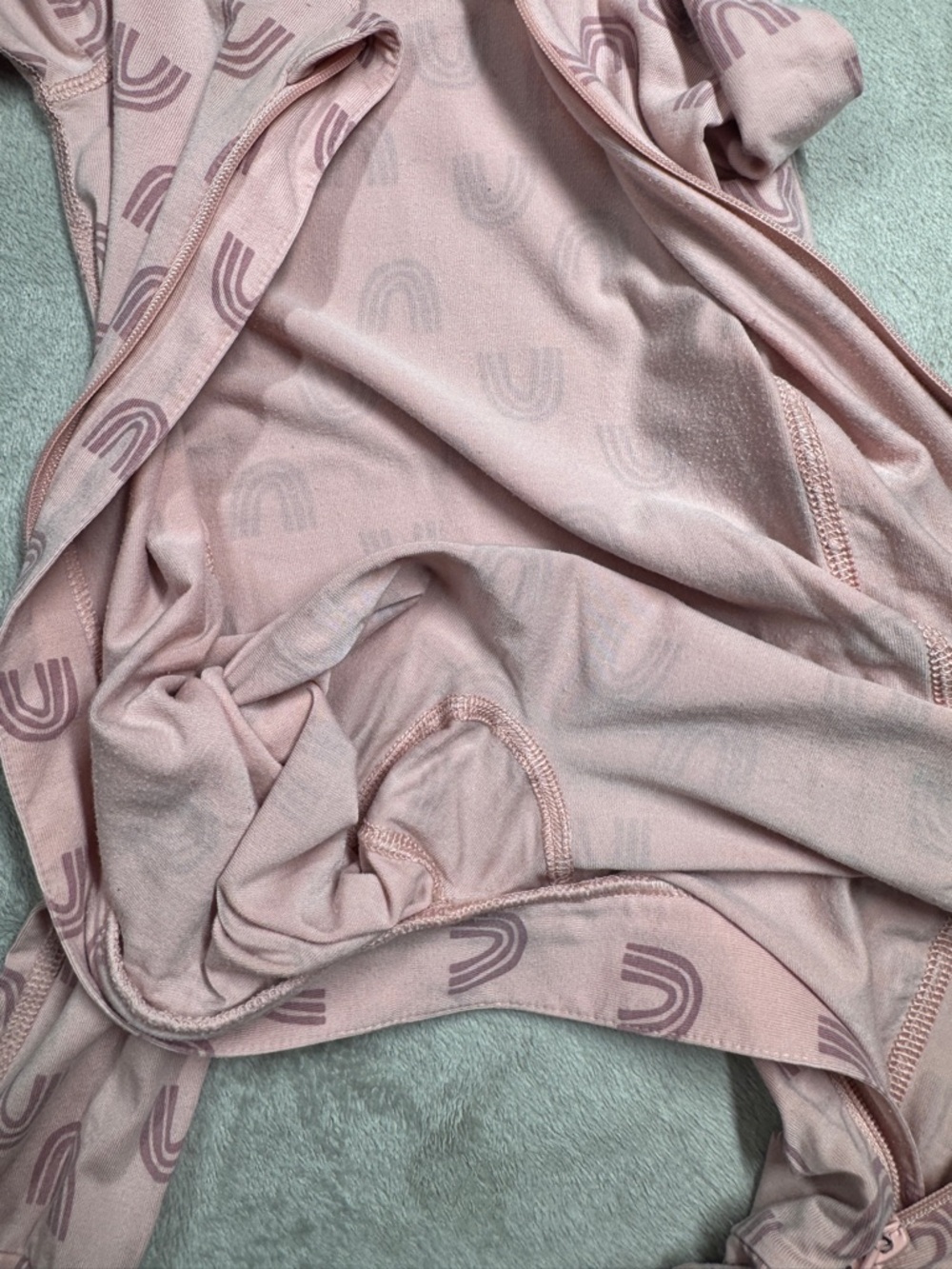 Hanna Andersson Layette Tencel Print Sleeper Blush Pink Rainbow Footie 12-18 M - Picture 14 of 16